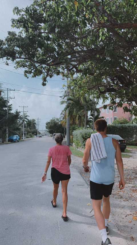 two people walking
