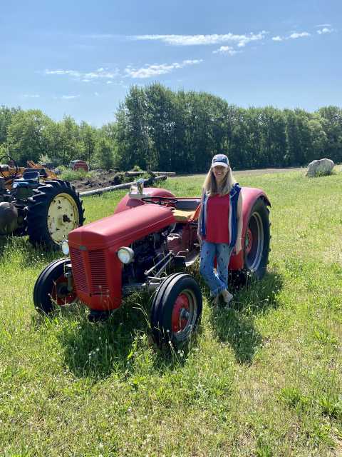 Cathy with tractor