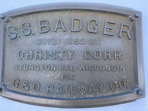 Nameplate to the SS Badger